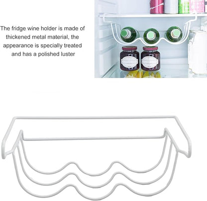 Fridge Wine Rack - Universal Refrigerator Bottle Holder Holds 3 Bottles, White, Inside Appliance