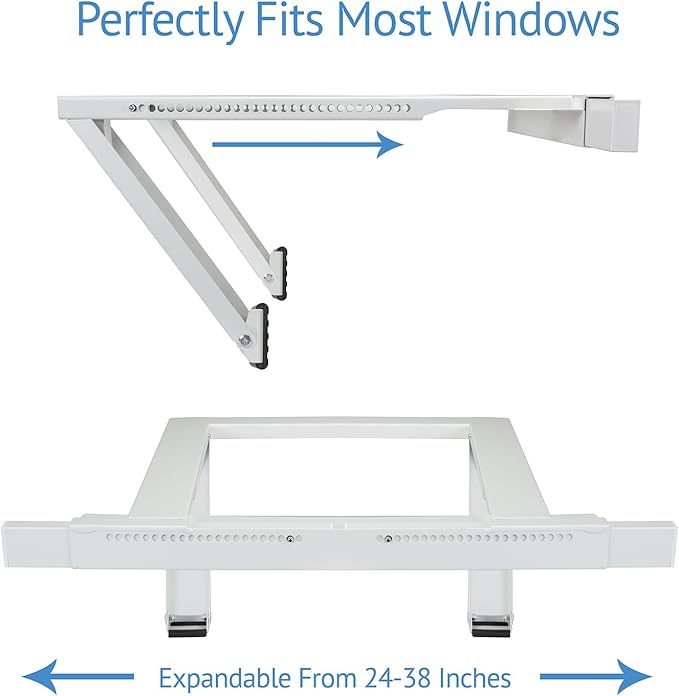 Ivation Air Conditioner Support Bracket, No Tools or Drilling Required - Easy to Install Window AC Mount - Heavy Duty Steel, Holds Up to 200lbs - Fits Single Or Double Hung Windows 19.25H by 17.25L