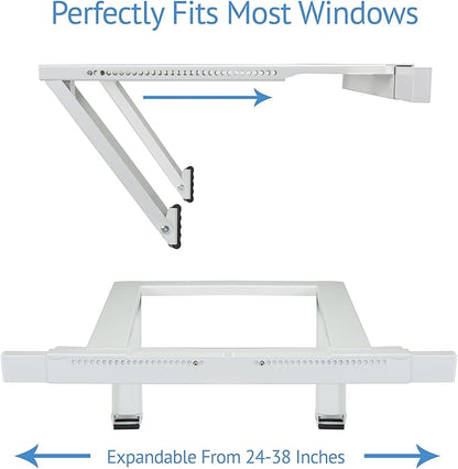 Ivation Air Conditioner Support Bracket, No Tools or Drilling Required - Easy to Install Window AC Mount - Heavy Duty Steel, Holds Up to 200lbs - Fits Single Or Double Hung Windows 19.25H by 17.25L