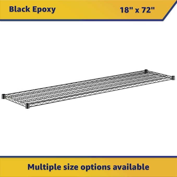 2-Pack Black 18" x 72" Additional Wire Shelf for Shelving Units, Replacement Shelves for Wire Rack