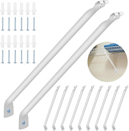 12 Inch Wire Shelf Support Brackets, 12 Pack Metal Support Brackets for Wire Shelving with Anchors and Screws, Closet Support Bracket for Wardrobe Wall Bracket Wire Shelves Racks
