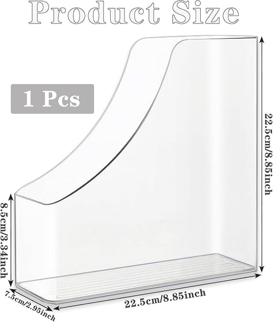Vertical File Holder Clear Acrylic Desk Organizer Storage Bins Holding Plastic Document Organizer Clear PET Magazine Holder Basics Vertical Magazine Rack for Home Office School (1)