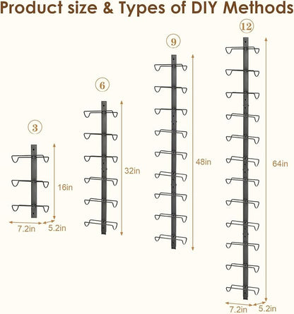 Sonyabecca 3 Pack 12 Bottle Wall Wine Rack, DIY Wine Rack Wall Mounted, Wall Mounted Wine Rack,Display Holder Used as One or Four, for Kitchen, Dining Room, Bar, Wine Cellar
