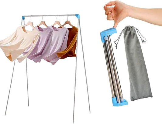 Lmaray Portable Garment Rack, Compact Folding Clothes Drying Rack, Mini Clothing Rack for Travel, Camping, RV, Dance Costume, Laundry Indoor, Outdoor (Regular)