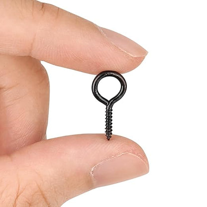 Aovchei Eye Screws, 120Pcs 0.67 Inch, Black 304 Stainless Steel Screw Hooks, Rust-Resistant Self Tapping Eyelet Bolts for Wood, Securing Cables Wires, Indoor & Outdoor for Hanging Artwork