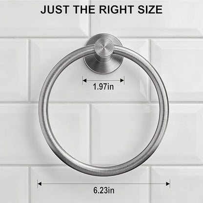 SetSail Towel Holder for Bathroom Wall Silver Towel Ring Stainless Steel Hand Towel Holder 3 Packs Towel Hanger for Bathroom Accessories, Drill Hole