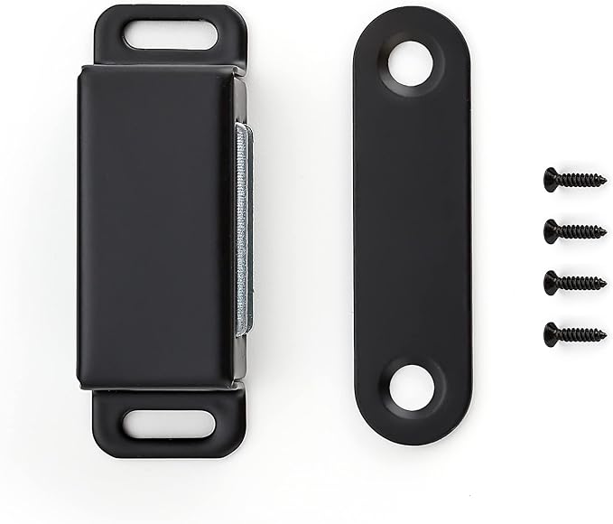 Ravinte 8 Pack Black Magnetic Door Catch, Matte Black Cabinet Magnets, Strong Magnetic Catch Latch for Kitchen Cabinets, Drawers & Cupboards, Stainless Steel Closures