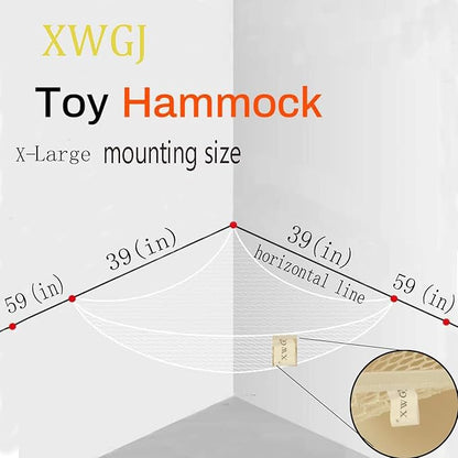 Stuffed Animal Hammock Corner Storage Net, Teddy Bear Hammock, 4cm Wide Thickened Rubber Band of Toy Net, 75 x59 x59 in super large 1 Pack