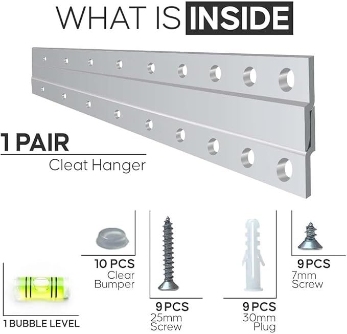Versatile 18 inch 1 Pair French Cleat Hanger Heavy Duty - Mirror Brackets for Wall Mounting - Aluminium French Cleat Picture Hanging Kit (Supports Upto 90 Lbs 1 Pair)