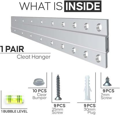 Versatile 18 inch 1 Pair French Cleat Hanger Heavy Duty - Mirror Brackets for Wall Mounting - Aluminium French Cleat Picture Hanging Kit (Supports Upto 90 Lbs 1 Pair)