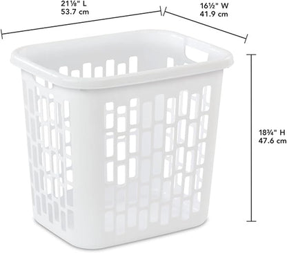 Sterilite Ultra Easy Carry Plastic Dirty Clothes Laundry Basket Hamper with Integrated Handles and Ventilation Holes, White (8 Pack)