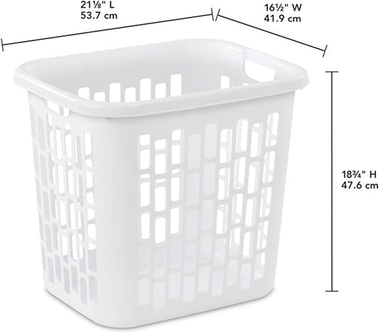 Sterilite Ultra Easy Carry Plastic Dirty Clothes Laundry Basket Hamper with Integrated Handles and Ventilation Holes, White (8 Pack)