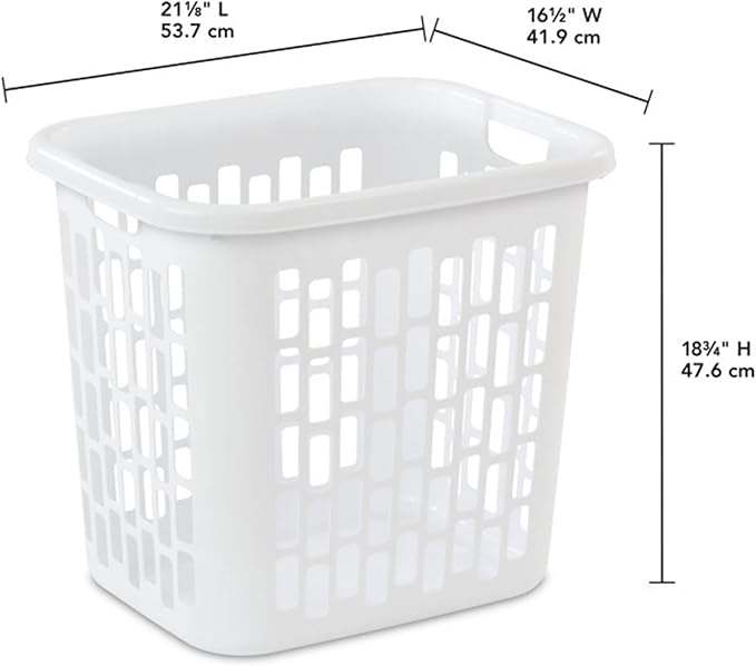 Sterilite Ultra Easy Carry Plastic Dirty Clothes Laundry Basket Hamper with Integrated Handles and Ventilation Holes, White (16 Pack)