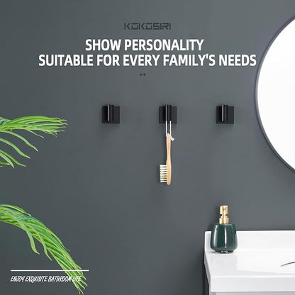 KOKOSIRI Robe Hook Bathroom Towel Coat Hooks Matte Black for Bath Kitchen Wall 3 Pack Stainless Steel B1013BK-P3