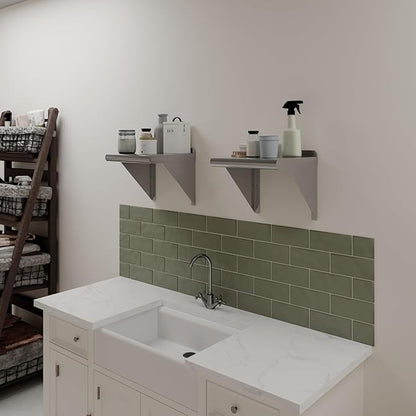 NSF Certified 18 Gauge Heavy Duty Stainless Steel Wall Shelf with Brackets for Kitchens, Utility Rooms, Storage, Offices & Home (12" x 12")