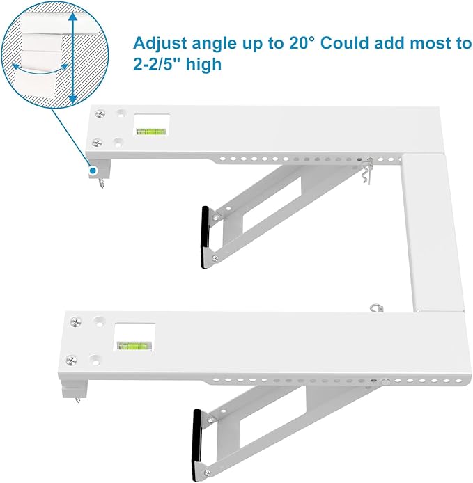 Qualward Air Conditioner Bracket Window AC Support Brackets - Heavy Duty with 2 Arms, Up to 180 lbs for 12000 to 24000 BTU AC Units- Fits Single Or Double Hung Windows
