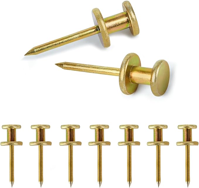 Double Headed Picture Hangers(20lbs-50pcs), Picture Hanging Nails, Thumb Tacks , Picture Nails, Wall Nails for Hanging, Professional Plaster Picture Hooks for Wooden Wall or Drywall
