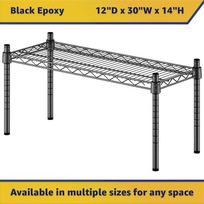 12" x 30" x 14" Black Epoxy Wire Storage Shelf, Dunnage Rack, Commercial 1 Tier Small Shelf