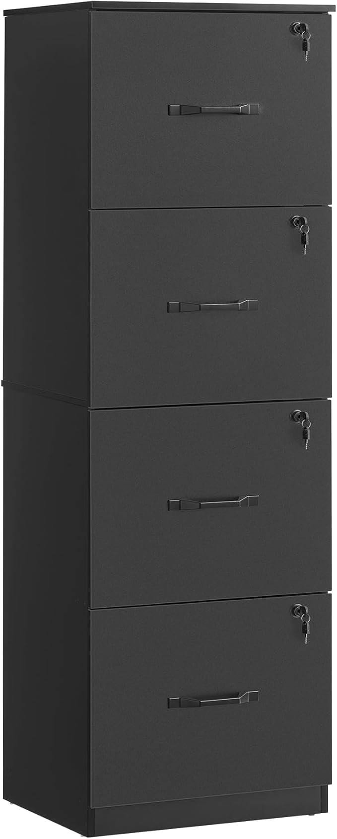 VASAGLE 4-Drawer Vertical File Cabinet, Filing Cabinet for Home Office, Printer Stand, with 4 Lockable Drawers, Adjustable Hanging Rail, for A4 and Letter-Size Files, Ink Black UOFC082B01