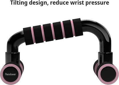 READAEER Push Up Bars Gym Exercise Equipment Fitness 1 Pair Pushup Handles with Cushioned Foam Grip and Non-Slip Sturdy Structure Push Up Bars for Men & Women