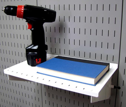 Wall Control Shelf 9in Deep Pegboard Shelf Assembly Pegboard and Slotted Tool Board - White