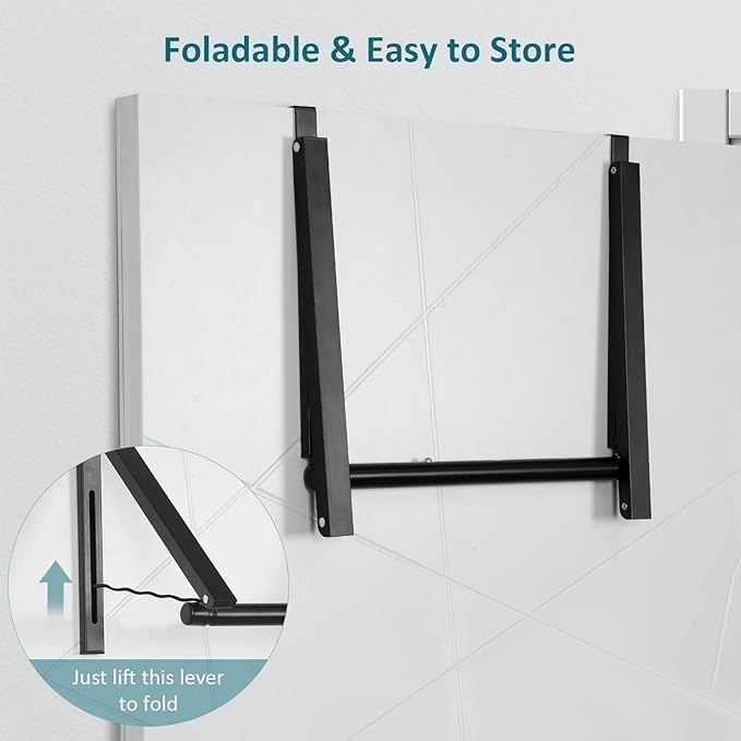 Foldable Over The Door Clothes Hanger, Space Saving Small Clothes Rack Door Hangers for Clothing, 2Pack, Black