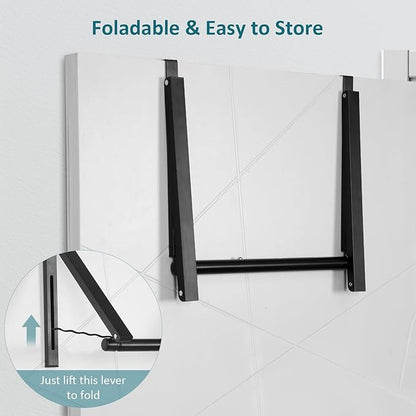 Foldable Over The Door Clothes Hanger, Space Saving Small Clothes Rack Door Hangers for Clothing, 2Pack, Black