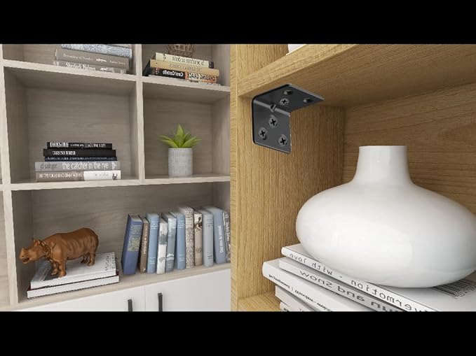 Black Stainless Steel Shelf Bracket,Joint Right Angle Bracket,L Shape Heavy Duty Metal Corner Brace Shelf Supporter for Wood Aufuga (30, 1.5x1.2x1.2)