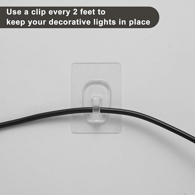 27 Pack Small Adhesive Wall Hooks, Clear Mini Hooks with Adhesive Strips, Damage Free Sticky Hooks for Hanging Decorations,Lights and Cables