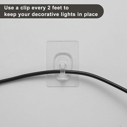 27 Pack Small Adhesive Wall Hooks, Clear Mini Hooks with Adhesive Strips, Damage Free Sticky Hooks for Hanging Decorations,Lights and Cables