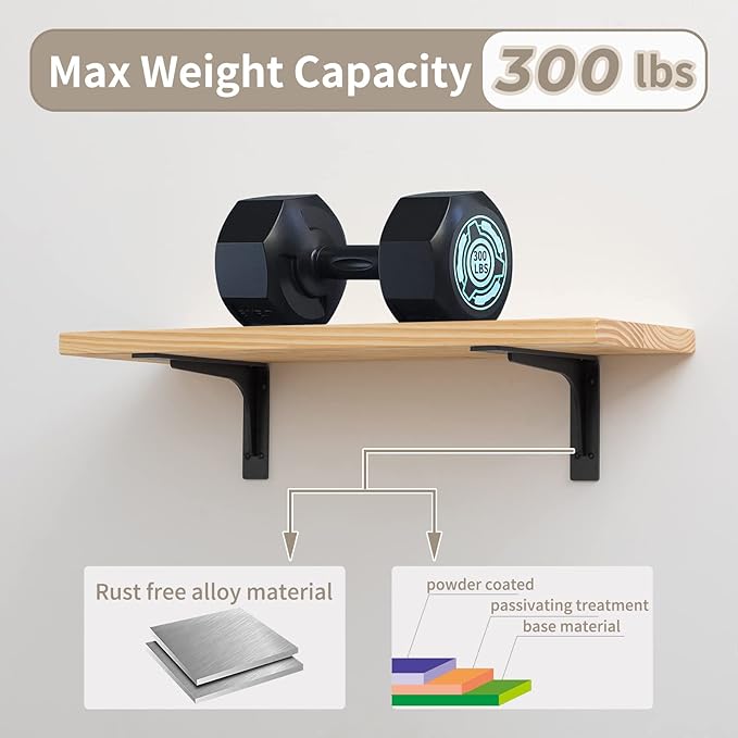 24 INCH x 14.2 INCH Shelf Brackets,L Shelf Brackets,Vertical Angle, Premium Alloy Metal Heavy Duty Shelf Bracket, high Strength Mounting Hardware Included, Corner Brace Joint,Pack of 2.