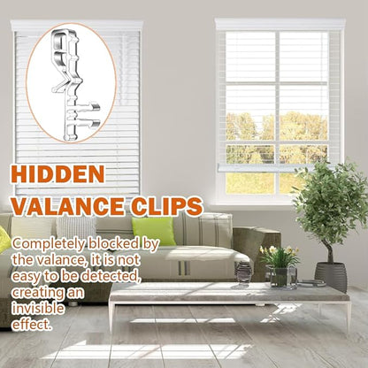 24 PCS Hidden Channel Valance Clips, 2-1/8inch Clear Plastic Blinds Clips for Valance with a Groove in The Back