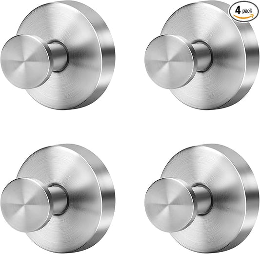 Silver Suction Cup Hooks for Shower Waterproof - No Drill Stainless Steel Towel Hooks for Bathroom Wall, Kitchen, Glass, Mirror, Tile - Ideal for Hanging Towels, Robes, and Loofahs(4 pcs)
