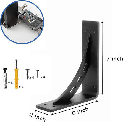 7 inch X 6 inch Heavy Duty Bracket,Granite Countertop Support, Heavy Duty Shelf Brackets , Max Load 1000 Lbs ,Mantel Brackets (Set of 2) - Countertop Support Brackets (7" x 6")