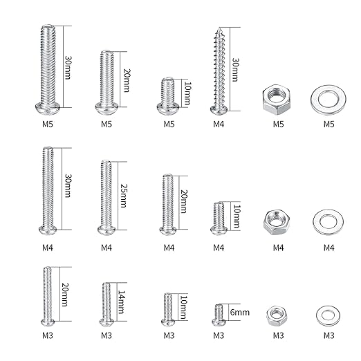 550 Pcs Screws Bolts and Nuts Assortment Kit, Metric Machine Screws and Nuts and Flat Washers, M3/M4/M5 Slotted Pan Head Hex Bolts Sets (B)
