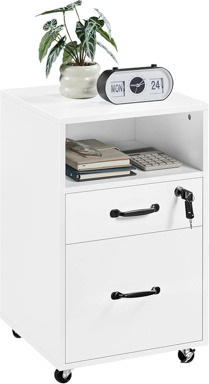 Yaheetech File Cabinet Vertical File Cabinets Mobile Letter Size File Storage Organizer Small Filing Cabinet Printer Stand for Home and Office White