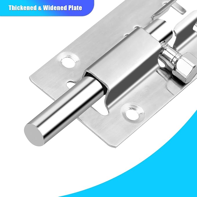 4 Pack Slide Lock, 3 Inch Barrel Bolt Latch, Door Latch Lock with 24 Screws, Stainless Steel Slide Locks for Inside Door