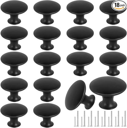 Romeda 18 Piece Drawer Knobs, Black Cabinet Knobs with Screw, 30mm Drawer Pulls for Dresser, Kitchen, and Cabinet Drawers