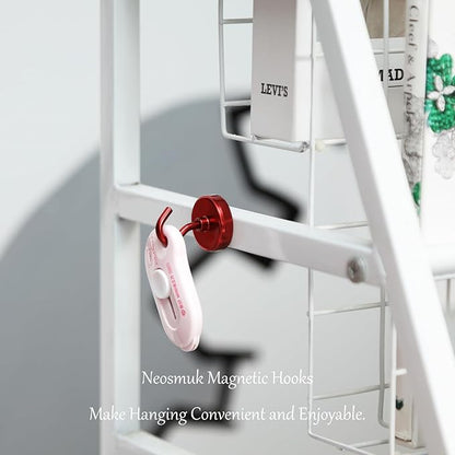 Neosmuk Magnetic Hooks, Heavy Duty 85lb+ Strong Magnet Hook for Cruise Cabins, Cruise Ship Essentials for Hanging, Metal Wall Refrigerator Hangers (Red, 10 Pack)