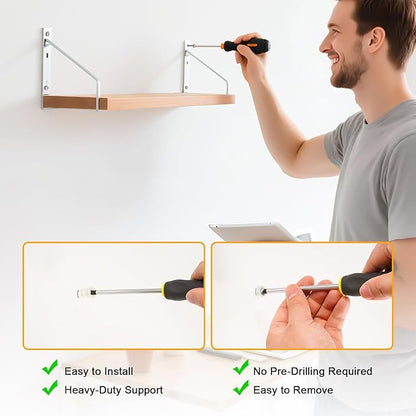 KURUI 140Pcs #8 Self Drilling Drywall Anchors with Screws Kit, Heavy Duty Dry Wall Anchors for Hanging Sheetrock, 50 Self-Tapping Plastic Drywall Hangers 50 Sheet Rock Screws, Mounting Hardware -75LB
