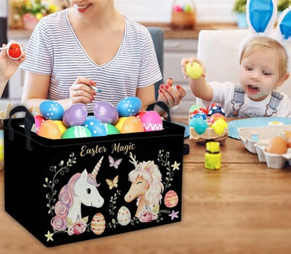 Rectangular Easter Unicorn Baskets Gift Basket Empty Kids Storage Bins Baby Girls Basket Kids Toy Storage Bin Organizer Box Room Decor for Home(Unicorn)