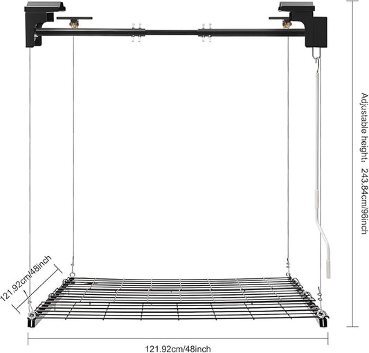 Garage Lifting Storage Rack, 250lbs Adjustable Overhead Garage Storage Rack Heavy-duty 4x4 FT Garages Ceiling Storage Lift Max. Adjustable Height 96in (Matte Black 250Lbs)