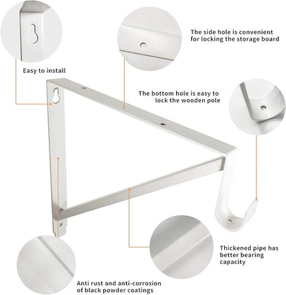 Heavy Duty Closet Shelf and Rod Brackets (White, 3 Pack)