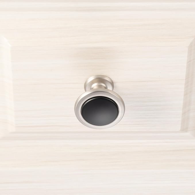KOOFIZO 10 Pack Black and Nickel Kitchen Cabinet Knobs Matte Black and Silver Drawer Knobs 1960 Round Single Hole Cabinet Pulls for Cabinets Drawers Dresser Cupboard Bedroom Bathroom