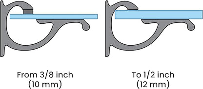 Dulles Glass Floating Shelf Brackets, Designer Heavy Duty, Black, for Glass, Wood, Acrylic Wall Mounted Shelf Support. 2 Pack.