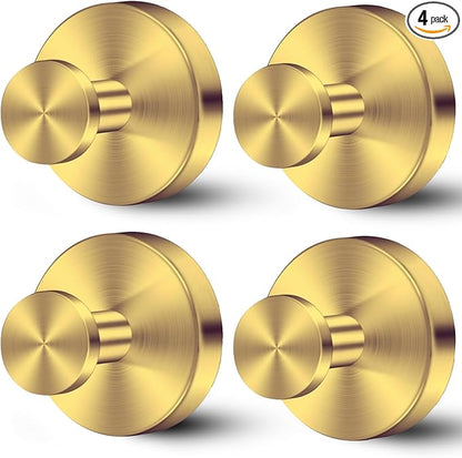 Black Suction Cup Hooks for Shower - Set of 4, No Drill Towel Hooks for Bathroom Wall, Kitchen, Glass, Mirror, Tile - Ideal for Hanging Towels, Robes, and Loofahs (gold-4pcs)