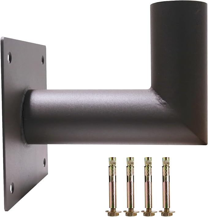 90 Degree Wall Mount Bracket with 2-3/8in OD Tenon, L Shape Wall Mounted Adapter for Outdoor LED Parking Lot Lights Street Lights Post Top Light, Heavy Duty Steel, Dark Bronze