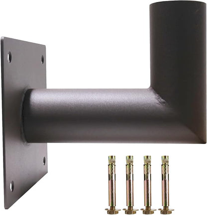 90 Degree Wall Mount Bracket with 2-3/8in OD Tenon, L Shape Wall Mounted Adapter for Outdoor LED Parking Lot Lights Street Lights Post Top Light, Heavy Duty Steel, Dark Bronze