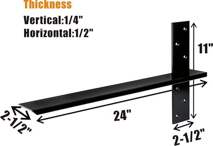 （2-Pack） Free Hanging T Shelf Bracket, Solid Heavy Duty Steel Knee Wall Hidden Granite Countertop Support Floating Bracket Hardware, Universal ,24 Inch , DIY Projects , Screws Included