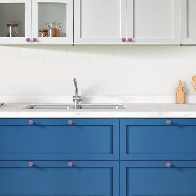 Ravinte 3 Pack Cabinet Knobs Purple Kitchen Cabinet Knobs Round Dresser Drawer Pulls Closet Door Pulls 1-1/5 Inch
